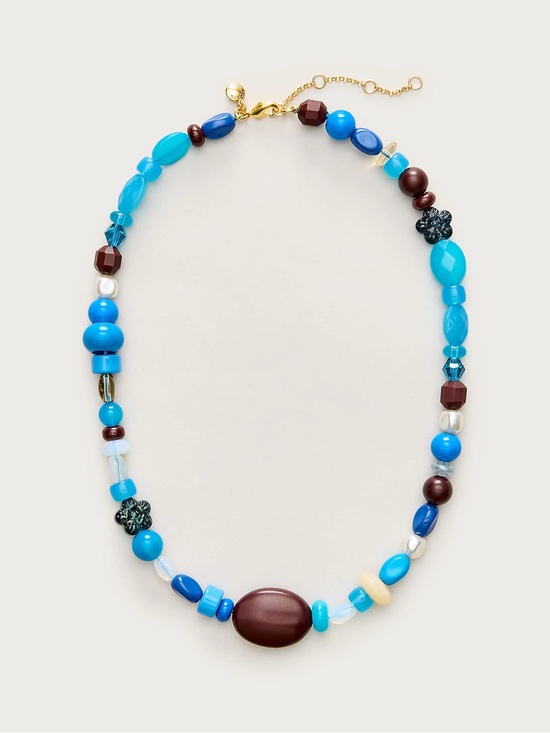 J. Crew Jewelry - J. Crew Blue and Brown Mixed-Bead Necklace